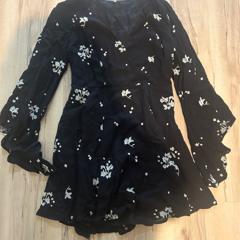 Free People Black Dress with White Accents